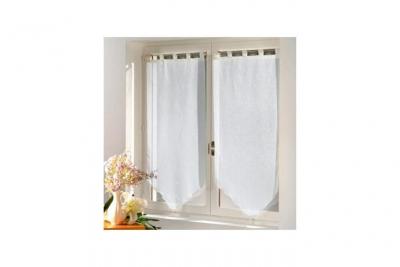 Paire pompon passants 2 x 60 x 160 cm luminette unie luminea Blanc