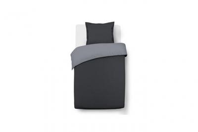 VISION  - Bicolore - Housse De Couette R&eacute;versible 140x200cm Avec 1 Taie 65x65cm - Anthracite/gris - 100% Coton