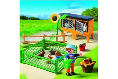 Playmobil 5123 Enclos &agrave; lapins et enfant 
