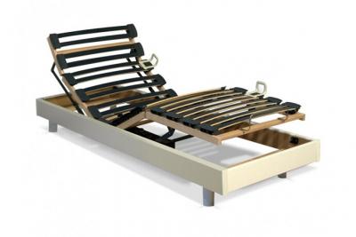 VENTE UNIQUE Sommier de relaxation lattes multiplis - 5 plans - fermet&eacute; r&eacute;glable - 70x190cm - blanc