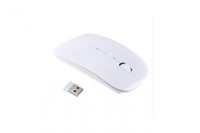 GENERIQUE Souris pour MAC USB Sans Fil Ultra Plate Universelle Capteur Optique 3 Boutons Ordinateur (BLANC)