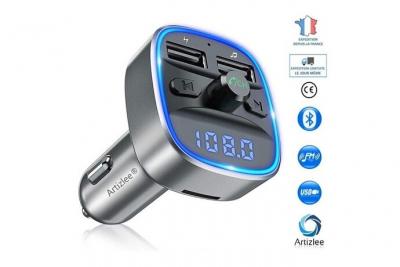 ARTIZLEE Transmetteur fm bluetooth, voiture chargeur lecteur mp3, adaptateur radio sans fil kit &eacute;metteur, lumi&egrave;re ambiante 