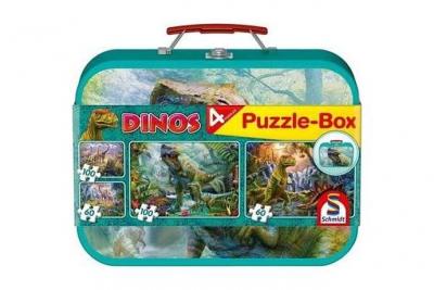 SCHMIDT  CGS_56495 Dinosaurs Puzzle Box (2x60pc/2x100pc), Multicolor