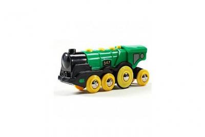 BRIO&reg; WORLD Figurine locomotive enfant &agrave; piles verte circuit de train 33593 