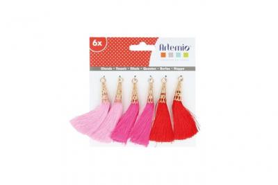 ARTEMIO  Camaieu Rose Set de 6 Pompons Tassels, Autre, Rose, 12,5 x 1 x 12,5 cm 13001034