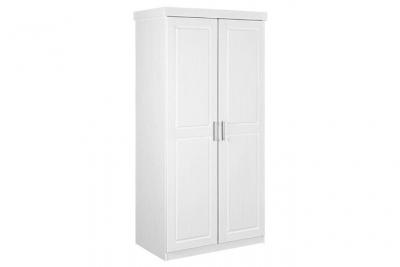 Alaska - armoire 2 portes + penderie bois massif vernis blanc