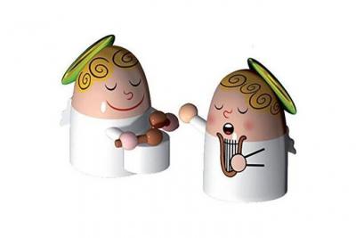 Alessi - statue en porcelaine decor&eacute;es &agrave; la main - set de 2