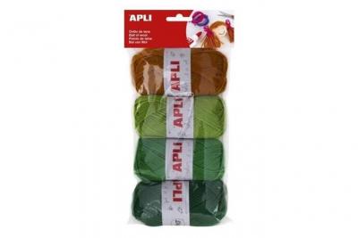 APLI  946051 - Pelote de fils &agrave; tricoter 4 unit&eacute;s 50g, tons verts