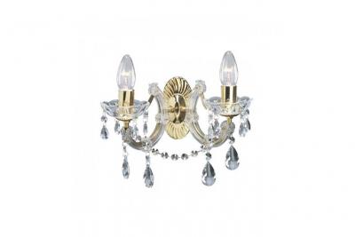 SEARCHLIGHT Applique 2 ampoules Marie-Th&eacute;r&egrave;se, en laiton antique et cristal