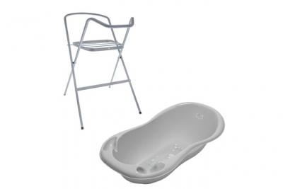 GENERIQUE Baignoire b&eacute;b&eacute; thermom&egrave;tre Gris Owls - 102 cm + Pieds