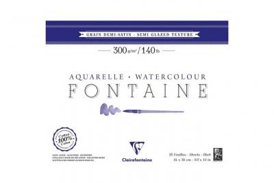  Bloc aquarelle fontaine grain 1/2 satin&atilde; - 24x30cm - 300g - clairefontaine