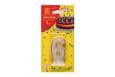 WDK  Partner - COU606 - D&eacute;coration de g&acirc;teau - Bougie Chiffre 6