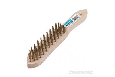 SILVERLINE  PB06 Brosse m&eacute;tal haut rendement, manche bois 6 rangs