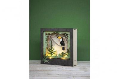 RAYHER  62853505 Kit bois cadre &agrave; motif 3D Toucan, FSC 100%, nature