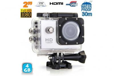 YONIS Cam&eacute;ra sport &eacute;tanche 30m cam&eacute;ra action grand angle photos hd 1080p argent 4 go 