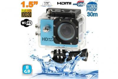 YONIS Cam&eacute;ra wifi sport embarqu&eacute;e plong&eacute;e caisson cam&eacute;scope full hd 1080p bleu 8 go 