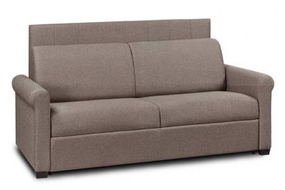 ITALIAN SPIRIT Canap&eacute; 2- belle epoque express lattes 120cm matelas m&eacute;mory 22cm t&ecirc;te de lit int&eacute;gr&eacute;e velours marron