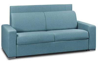 ITALIAN SPIRIT Canap&eacute; 2- normandie express lattes 120cm matelas m&eacute;mory 22cm t&ecirc;te de lit int&eacute;gr&eacute;e tweed turquoise
