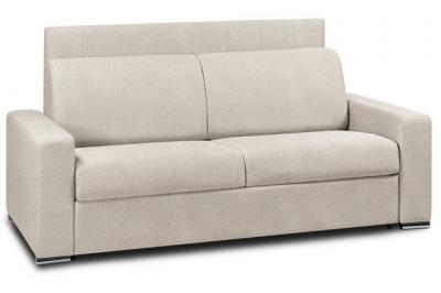 INSIDE 75 Canap&eacute; 2- express lattes 120cm matelas m&eacute;mory 22cm t&ecirc;te de lit int&eacute;gr&eacute;e cuir vachette beige