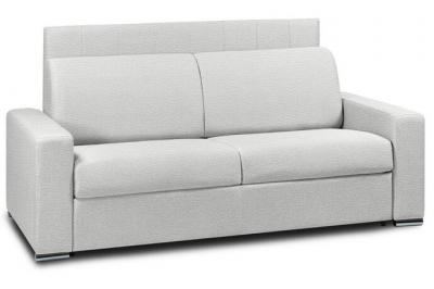 INSIDE 75 Canap&eacute; 2- express lattes 120cm matelas m&eacute;mory 22cm t&ecirc;te de lit int&eacute;gr&eacute;e cuir vachette blanc cass&eacute;