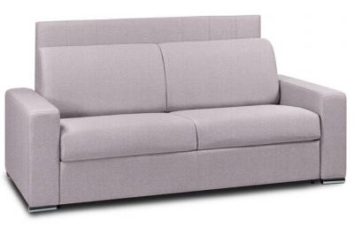 ITALIAN SPIRIT Canap&eacute; 4 places express lattes 160cm matelas 16 cm t&ecirc;te de lit int&eacute;gr&eacute;e cuir vachette parme