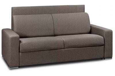 ITALIAN SPIRIT Canap&eacute; 4 places EXPRESS LATTES RENATONISI 160cm matelas 16 cm t&ecirc;te de lit int&eacute;gr&eacute;e velours dk marron
