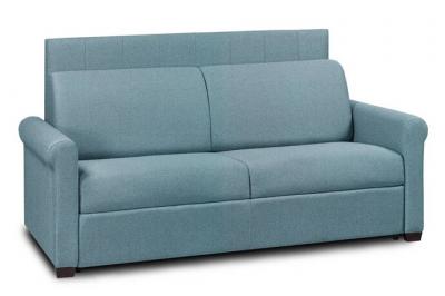 ITALIAN SPIRIT Canap&eacute; belle epoque express lattes matelas m&eacute;mory 22cm t&ecirc;te de lit int&eacute;gr&eacute;e velours azur