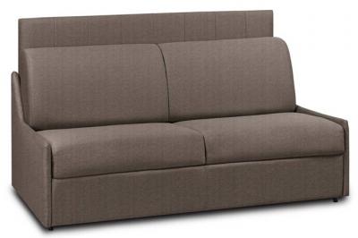 ITALIAN SPIRIT Canap&eacute; compact convertible avec t&ecirc;te de lit PLAZA matelas 16cm syst&egrave;me express 160cm tweed taupe