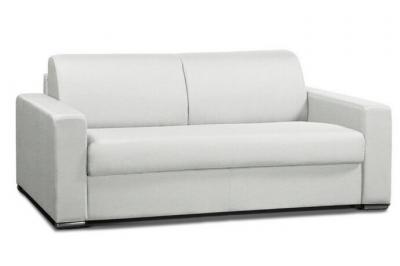 ITALIAN SPIRIT Canap&eacute; convertible 2- allure matelas m&eacute;mory 20cm lattes 120cm cuir vachette blanc cass&eacute;
