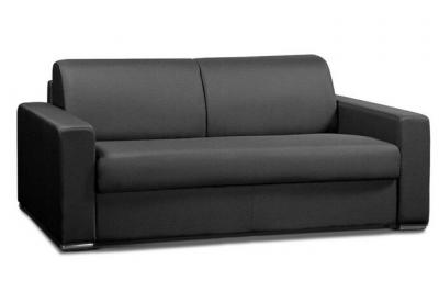 ITALIAN SPIRIT Canap&eacute; convertible 2- allure matelas m&eacute;mory 20cm lattes 120cm cuir vachette graphite