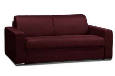 ITALIAN SPIRIT Canap&eacute; convertible 2- allure matelas m&eacute;mory 20cm lattes 120cm cuir vachette bordeaux