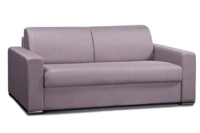 ITALIAN SPIRIT Canap&eacute; convertible 2- allure matelas m&eacute;mory 20cm lattes 120cm cuir vachette parme