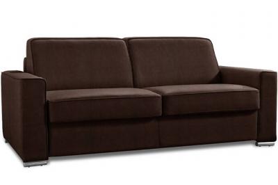 ITALIAN SPIRIT Canap&eacute; convertible 3 places EXCELLENCE 140 cm sommier lattes microfibre marron matelas MEMORY 18 cm inclus