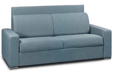 ITALIAN SPIRIT Canap&eacute; lit 4 places LEVALLOIS EXPRESS LATTES 160cm matelas 16 cm t&ecirc;te de lit int&eacute;gr&eacute;e bleu turquoise