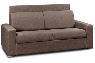 ITALIAN SPIRIT Canap&eacute; lit LEVALLOIS express lattes 120cm matelas 16cm t&ecirc;te de lit int&eacute;gr&eacute;e velours marron