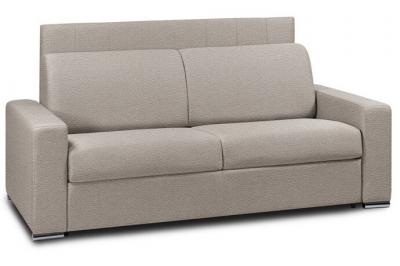 ITALIAN SPIRIT Canap&eacute; lit LEVALLOIS express lattes 120cm matelas 16cm t&ecirc;te de lit int&eacute;gr&eacute;e cuir vachette taupe clair