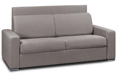 ITALIAN SPIRIT Canap&eacute; lit LEVALLOIS express lattes 120cm matelas 16cm t&ecirc;te de lit int&eacute;gr&eacute;e cuir vachette taupe