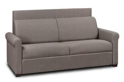 ITALIAN SPIRIT Canap&eacute; lit opera express lattes 120cm matelas 16cm t&ecirc;te de lit int&eacute;gr&eacute;e velours marron fonc&eacute;