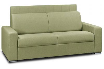 ITALIAN SPIRIT Canap&eacute; lit express lattes 160cm matelas m&eacute;mory 22cm t&ecirc;te de lit int&eacute;gr&eacute;e tweed vert