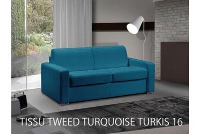 ITALIAN SPIRIT Canap&eacute; master express matelas 18 cm sommier lattes renatonisi xxl 180 cm tweed bleu