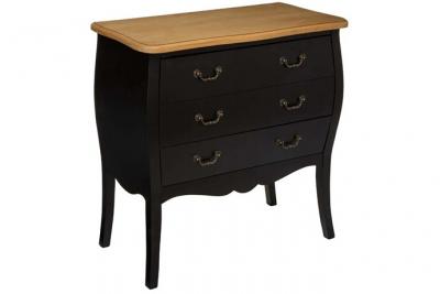 Commode 3 tiroirs coloris noir - longueur 74 x profondeur 37 x hauteur 76 cm