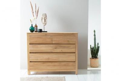 Commode en teck massif 120 cm - Naturel