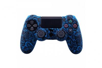 OEM Coque de protection en silicone pour manette PS4/Slim/Pro - Bleu fonc&eacute; 