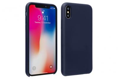 AVIZAR Coque iPhone X / XS Silicone Semi-rigide Mat Finition Soft Touch bleu nuit 