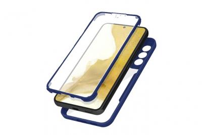 AVIZAR Coque pour Samsung Galaxy S22 Plus Dos Plexiglas Avant Polym&egrave;re Coins Renforc&eacute;s Contour bleu 