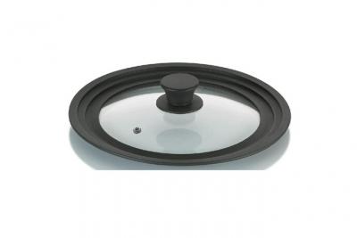 KELA Couvercle  - En verre silicone - Adaptable 22/24/26 cm - Noir