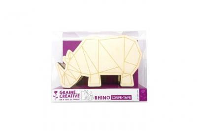 GRAINE CREATIVE D&eacute;vidoir &agrave; rouleau adh&eacute;sif rhinoc&eacute;ros en bois 11 cm 100099