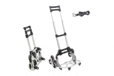 TODECO Diable Pliant L&eacute;ger en Aluminium &agrave; 10 Roues, Chariot Demenagement Pliable avec Cordes d'expansion, R&eacute;glage en Hauteur, 4X Quatre Roues Universelles