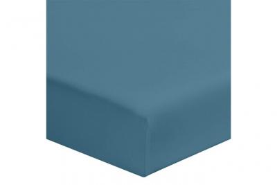 TERRE DE NUIT Drap housse bleu min&eacute;ral 100% coton biologique bonnet 30 cm 120x190 cm