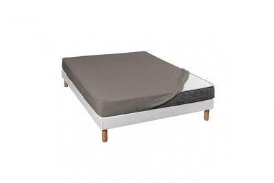 NON RENSEIGNE Drap housse jersey taupe bonnet 30 cm 100% coton biologique 80x190